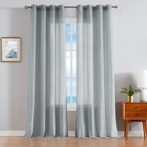 Miniatura 11 de Nautica - Cordelia - Cortina transparente aplastada Cortinas para ventana Cortinas ligeras Juego de 2 paneles Transparente Cabecera