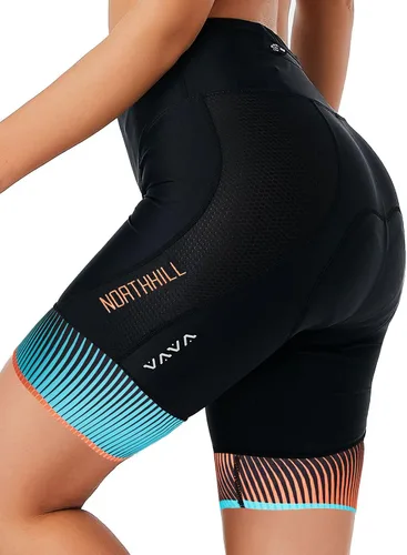 NORTHHILL Pantalones cortos de ciclismo acolchados para mujer, pantalones cortos de ciclismo de cintura alta con forro 4D acolchado de gel Spin