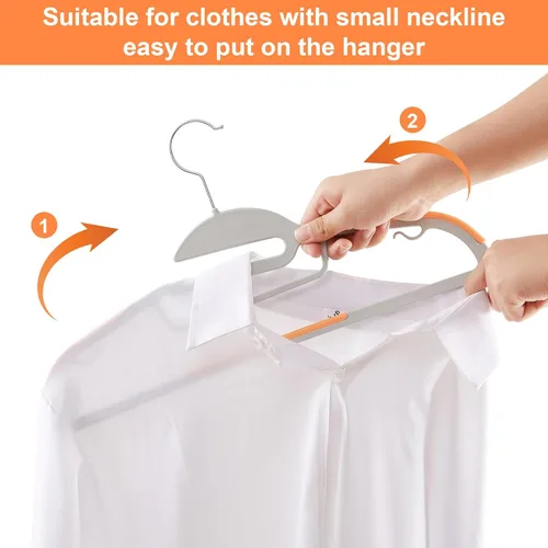 Miniatura 3 de VECELO Paquete de 25 perchas de plástico de alta calidad para trajes, antideslizantes, resistentes, apertura en forma de S, gancho giratorio
