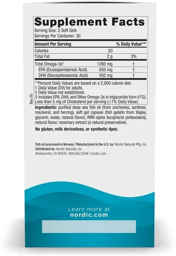 Miniatura 2 de Nordic Naturals Ultimate Omega en gelatina de pescado, sabor a limón, 60 geles suaves, 1280 mg de omega-3, suplemento de aceite de pescado de alta