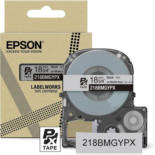 Miniatura 9 de Epson LABELWORKS 218BMBEPX - Cartucho de cinta de PET (poliéster), color negro sobre beige mate, 3/4 pulgadas de ancho, 26 pies