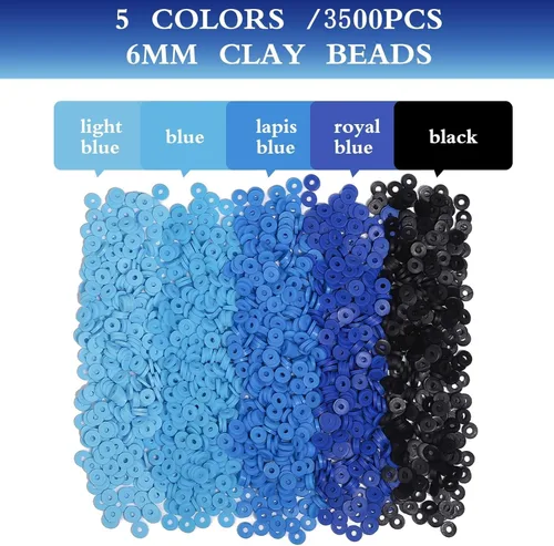 Miniatura 5 de 3500 cuentas de arcilla azul para hacer pulseras Cuentas Heishi de 6mm de polímero planas redondas en forma de disco de arcilla para hacer joyas