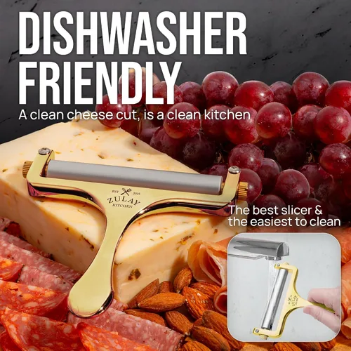 Miniatura 4 de Zulay Kitchen Cortador de queso con grosor ajustable, cortador de bloque resistente con 2 alambres adicionales, ideal para mozzarella, cheddar