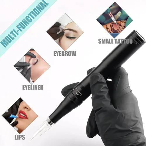 Miniatura 3 de Kit de máquina de tatuaje de maquillaje permanente de cejas con 15 piezas de cartuchos mixtos agujas para sombrear delineador de ojos labios