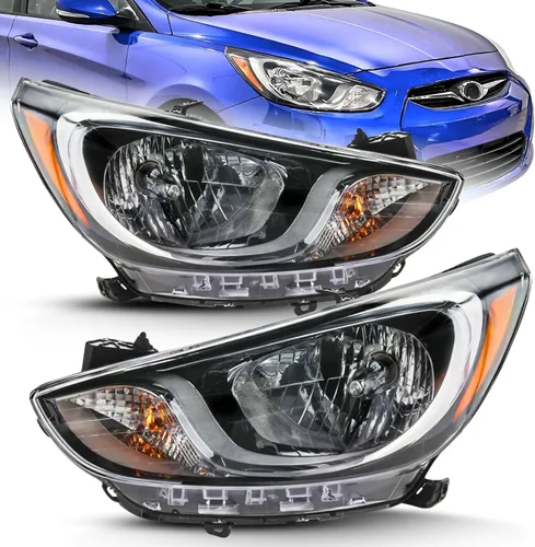 Miniatura 10 de ALLIGATOR AUTO LIGHTS Repuesto para Hyundai Accent 2012 2013 2014 GLS, GS, SE, Hatchback/Sedan Conjunto de faros halógenos con bombillas