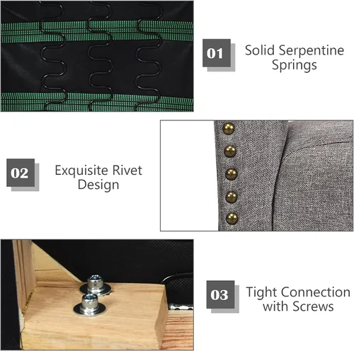 Miniatura 6 de S AFSTAR Juego de 2 sillas de comedor de tela, sillas de comedor tapizadas con patas de madera maciza y respaldo alto, sillas Parsons copetudas