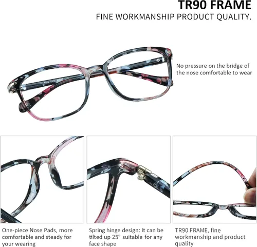 Miniatura 2 de VisionGlobal Lentes de bloqueo de luz azul para mujer, antifatiga ocular, lectura en computadora, gafas de televisión, elegante marco cuadrado