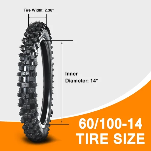 Miniatura 4 de HOLATO Neumático Trasero 80/100-12 3.00-12 Neumático Delantero 60/100-14 2.50-14 y Cámara de Aire para 110cc 125cc CRF70 CRF110 KLX110 TTR90 PW80