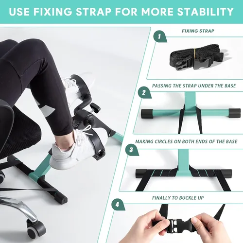 Miniatura 3 de Ejercitador de pedal plegable - Mini bicicleta estática con pedales para debajo de escritorio con pantalla LCD para entrenamiento de brazos y Verde