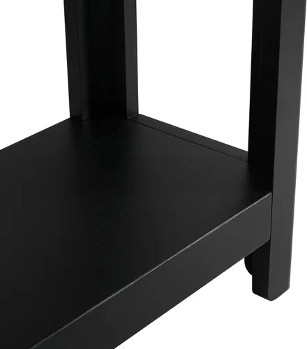 Miniatura 7 de Elegante mesa consola de 63 pulgadas con chapa de pino y patas geométricas, aparador de buffet versátil, mesa auxiliar de madera extra larga