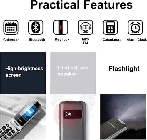 Miniatura 6 de artfone G3 Pro Gris - Teléfono Celular 4G LTE para Personas Mayores Teléfono Desbloqueado con Tapa y Botón SOS Altavoz Cámara Base de Carga