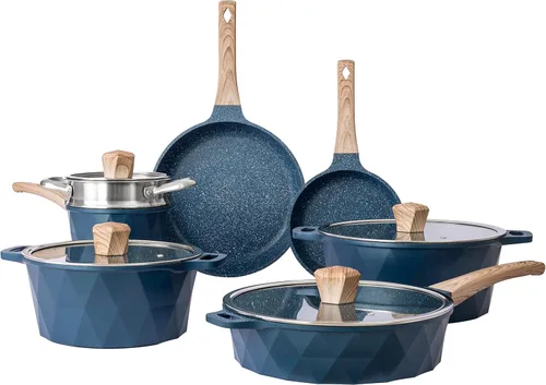 Country Kitchen Juego de utensilios de cocina de aluminio fundido antiadherente, utensilios de cocina duraderos para cocinar todos los días,