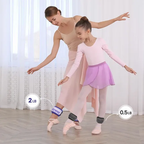 Miniatura 8 de Sportneer Pesas de tobillo de 0.5/1/2/3/5 libras, 1 par de pesas de muñeca y pierna para mujeres, hombres, niños y niños con correas ajustables