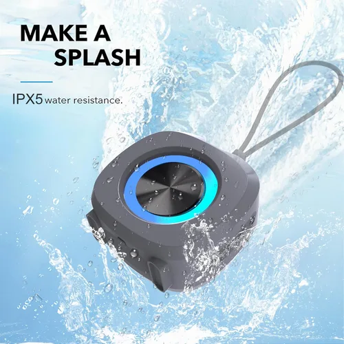 Miniatura 2 de PEICHENG Altavoz, pequeño altavoz portátil Bluetooth inalámbrico IPX5 impermeable para ducha, sonido estéreo fuerte, graves profundos, par TWS, Gris