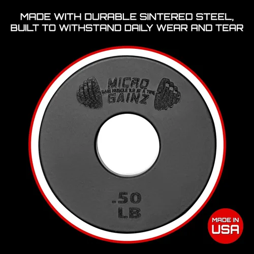 Miniatura 5 de Micro Gainz 1-Inch Center Hole Standard Fractional Weights Plates Set, 8 Piece Dumbbell & Barbell Set of .50LB Plates for Strength Training and Negro