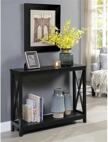 Miniatura 2 de Convenience Concepts mesa consola Oxford, rectángulo Negro