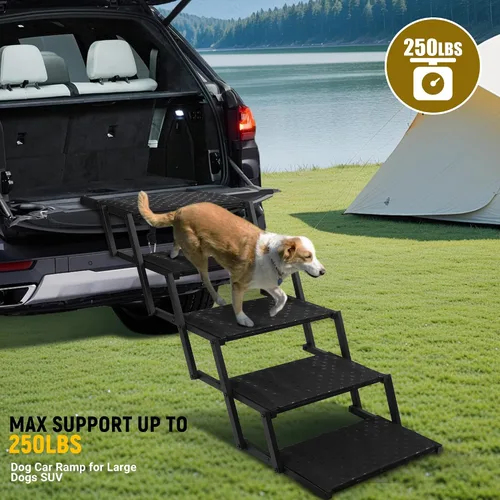 Miniatura 3 de Escaleras para perros para automóvil: rampas plegables para perros grandes con superficie antideslizante, escalones portátiles para perros