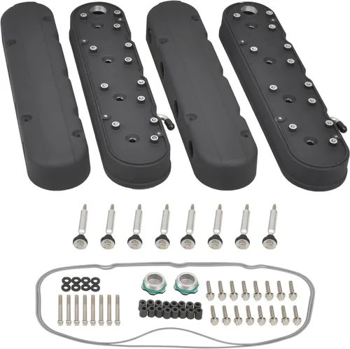 Miniatura 13 de Cubierta de válvula de motores de aluminio fundido con soportes de bobina compatible con GM LS LS1 LS2 LS3 LS6 5.3 6.0 - Negro
