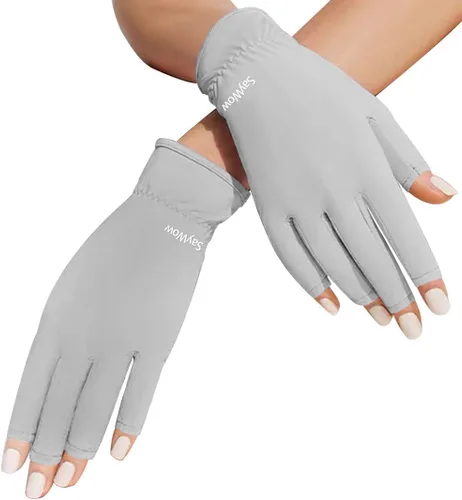 Miniatura 7 de SayWow Guantes sin dedos para mujer, protección solar UV para pantalla táctil, manicura de gel, conducción