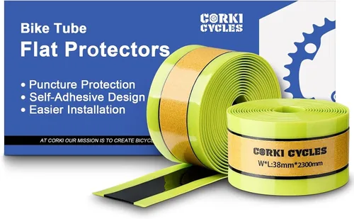 Miniatura 11 de Corki Cycles - Protectores planos para tubo de bicicleta y revestimientos de neumáticos autoadhesivos, se adapta a bicicletas de carretera