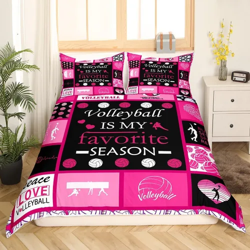 Miniatura 3 de Manfei Juego de funda de edredón de voleibol para niños, tamaño individual, juego de ropa de cama temática deportiva, 2 piezas para decoración