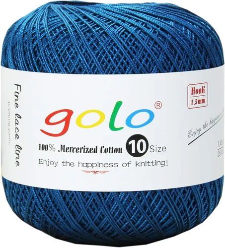 Miniatura 103 de Golo - Bolas de hilo para crochet de algodón tamaño 10, color algodón para crochet D-Fresa D078-fresa
