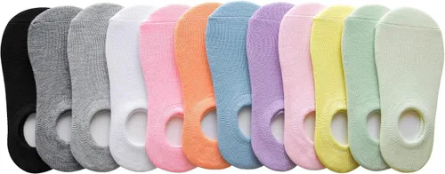 Miniatura 6 de Tenpluszero 12 pares de calcetines antideslizantes de algodón de corte bajo para niños y niñas, de 2 a 12 años
