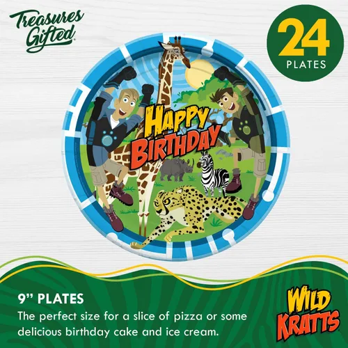 Miniatura 2 de Treasures Gifted Platos de cena Wild Kratts con licencia oficial de 24 unidades – Platos de fiesta Wild Kratts de 9 pulgadas – Suministros de fiesta