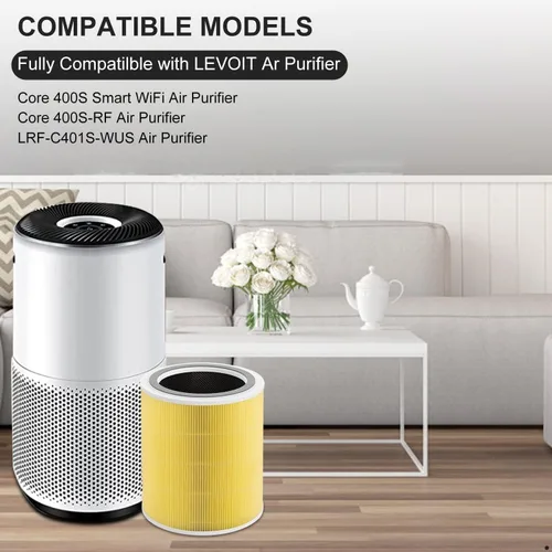 Miniatura 2 de Filtros de repuesto Core 400s compatibles con Levoit Core 400S/Core 400S-P/Core 400S-RF, prefiltro de carbón activado verdadero 3 en 1