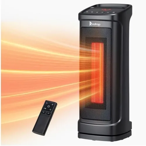 ROVSUN - Calentador de espacio eléctrico de 17''H con control remoto, calentador de torre portátil con oscilación de 70°, temporizador, termostato