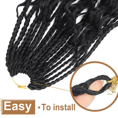 Miniatura 6 de Goddess Box Braids - Cabello de ganchillo con extremos rizados de 16 pulgadas, trenzas de caja bohemias de ganchillo, 8 paquetes, trenzas
