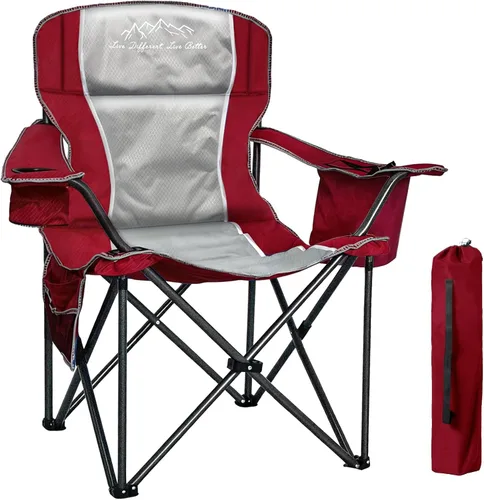Miniatura 12 de Sillas de campamento para adultos de alta resistencia de 500 libras de capacidad, silla plegable de respaldo alto con marco de acero grueso, silla