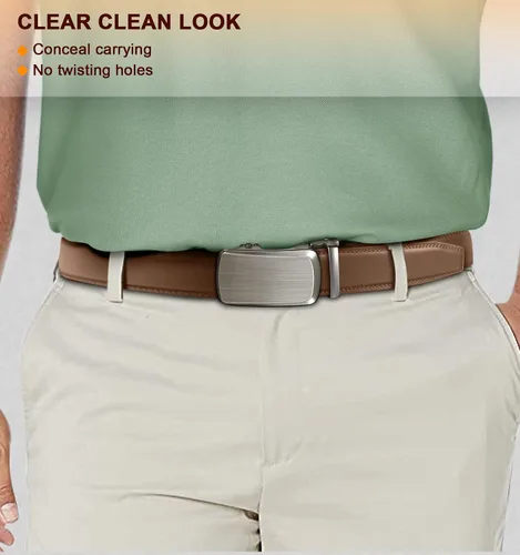 Miniatura 7 de BULLIANT Cinturón para Hombre, Cinturón de Trinquete Deslizante Ajustable para Hombre para Traje Casual Jeans, Viene en Caja de Regalo, Recortar