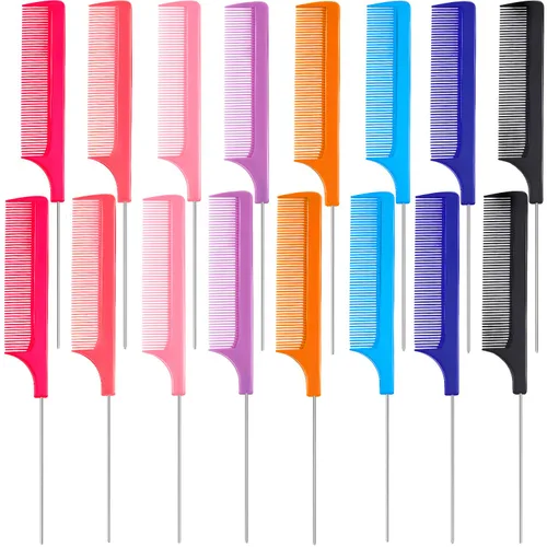 Miniatura 7 de Boao Peine de cola de rata de metal, 16 piezas a granel para separar, trenzar, cabello para mujeres, pasador de acero de lámina de dientes finos