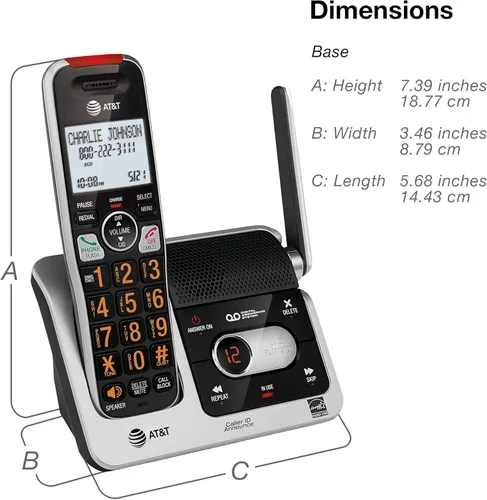 Miniatura 11 de AT&T BL102-2 DECT 6.0 - Juego de 2 teléfonos inalámbricos para el hogar con contestador