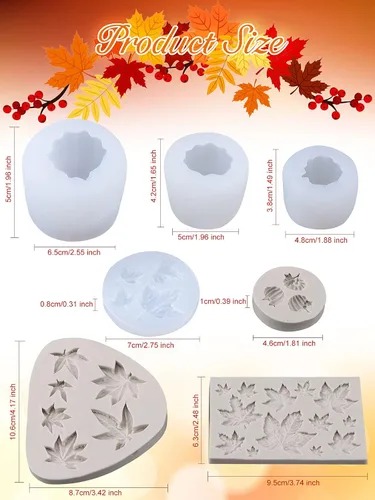 Miniatura 2 de 7 moldes de resina de Halloween de Acción de Gracias, moldes de silicona para fondant de calabaza de Kalolary y arce, molde epoxi de calabaza 3D