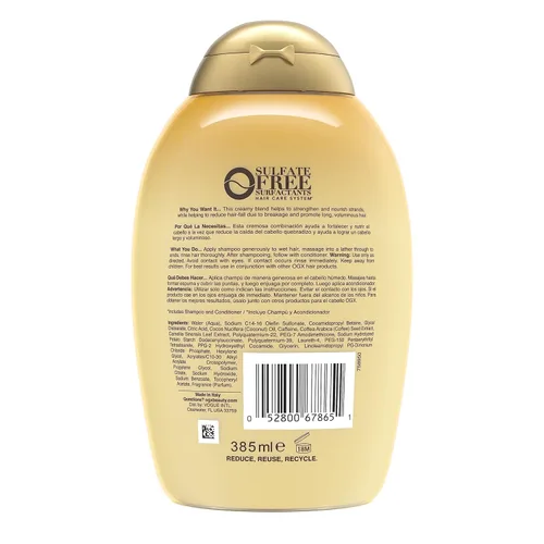 Miniatura 7 de OGX Champú fortalecedor anticaídas y cafeína de coco con cafeína, aceite de coco y extracto de café, 13 onzas líquidas