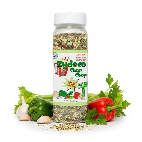 Zydeco Chop Chop Cajun Trinity - Mezcla de condimentos para cebolla deshidratada, pimiento, ajo y apio, sin sal, sin gluten, condimento vegetal