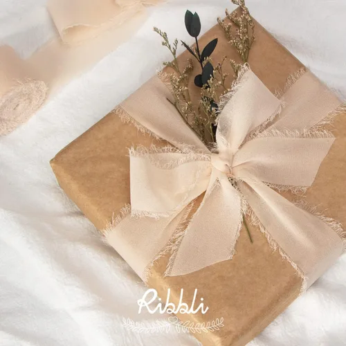 Miniatura 3 de Ribbli Cinta de gasa, 1.5 pulgadas x 30 yardas, seda champán/nude, hecha a mano para invitaciones de boda, envoltura de regalos, ramos de novia