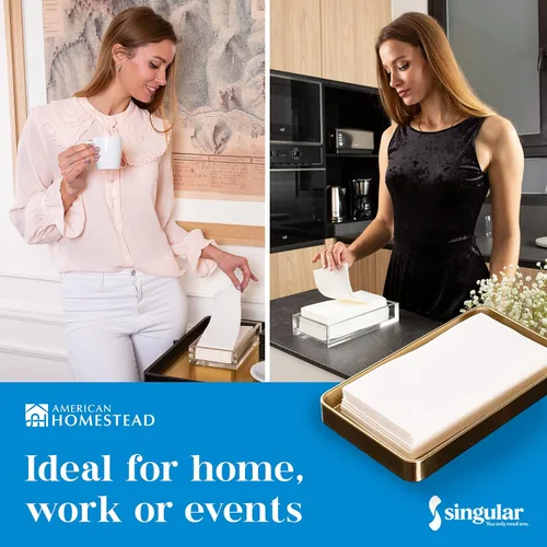 Miniatura 6 de Toallitas de mano American Homestead desechables para baño, servilletas de papel para invitados, color blanco parecido al lino, a granel
