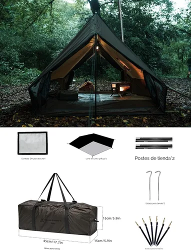 Miniatura 2 de Hot Tent with Stove Jack – 4 Season Waterproof & Windproof Shelter for 1–6 People, Lightweight for Camping, Hiking, Hunting & Fishing