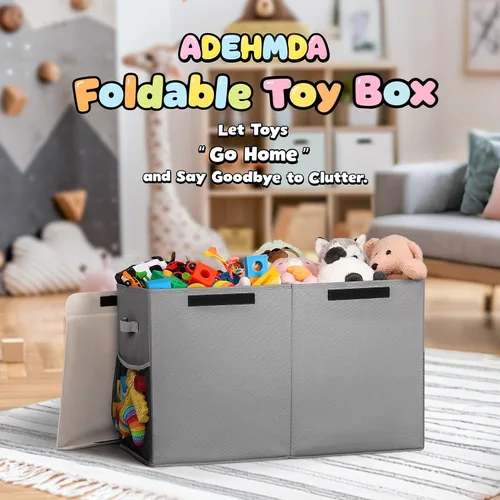 Miniatura 2 de Caja de almacenamiento grande de juguetes de 40 litros con tapa, caja grande de juguetes para niños, niñas y niños, cuarto del bebé y sala de estar