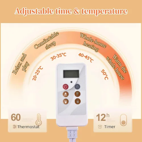 Miniatura 5 de Tapete eléctrico de grafeno, alfombra eléctrica con calefacción, calentador de piso interior con temporizador, calentamiento rápido, para oficina