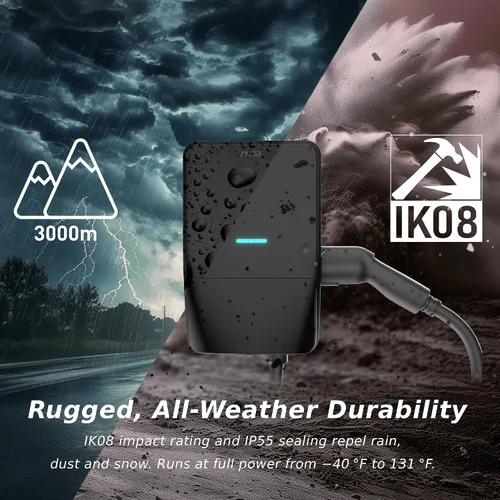 Miniatura 6 de MSI EV Life Type 1 (J1772) NEMA 14-50, cargador de nivel 2, 240V, 40A, 9.6KW, clasificación IP55, resistente al agua y al polvo, IK08 resistente a