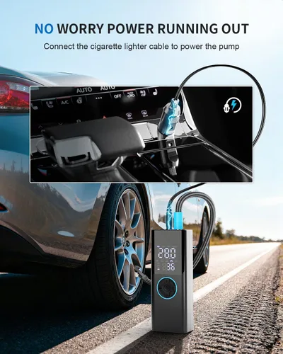 Miniatura 6 de Compresor de aire portátil para inflador de neumáticos, bomba de neumáticos 4 veces más rápida y 150 PSI para automóvil, moto, bicicleta y pelota