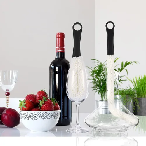 Miniatura 4 de 3 piezas de cepillo de limpieza de decantador flexible y 400 piezas de decantador reutilizable cuentas de limpieza para decantadores de vino, copas