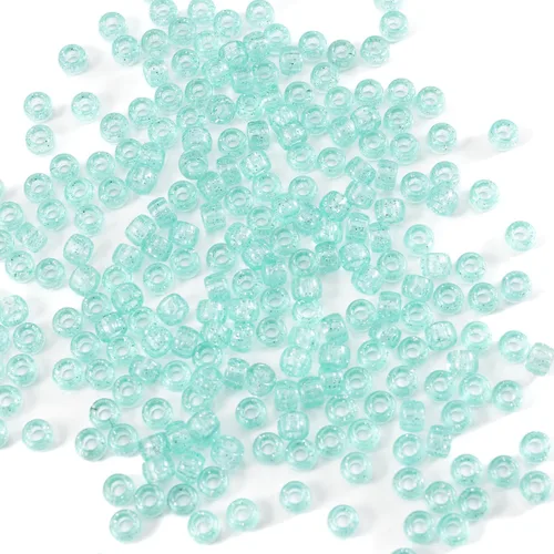 Miniatura 38 de 1000 piezas de cuentas de pony acrílicas de un solo color de 6 x 9 mm a granel para hacer joyas, aretes, trenzado de cabello Azul Oscuro
