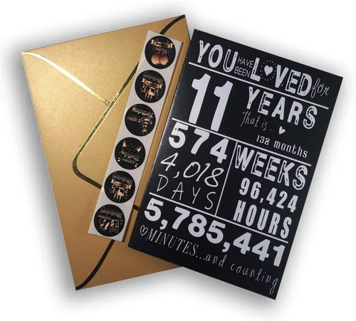 Sutjxc Regalos de cumpleaños para niños y niñas de 11 años | Tarjeta de cumpleaños de 11 e ideas de regalo, diseños familiares para nietos, primos,