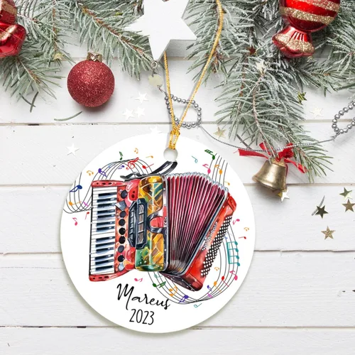 Miniatura 3 de Adorno de acordeón personalizado de Navidad con nombre, adorno de acordeón personalizado para árbol de Navidad 2026, adorno de acordeón