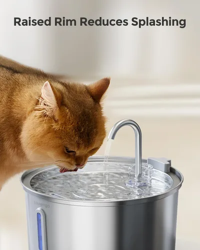 Miniatura 6 de Fuente de agua para gatos de acero inoxidable: fuente para gatos de 108 oz/3.2 L para beber Dispensador de tazón de agua silencioso para gatos